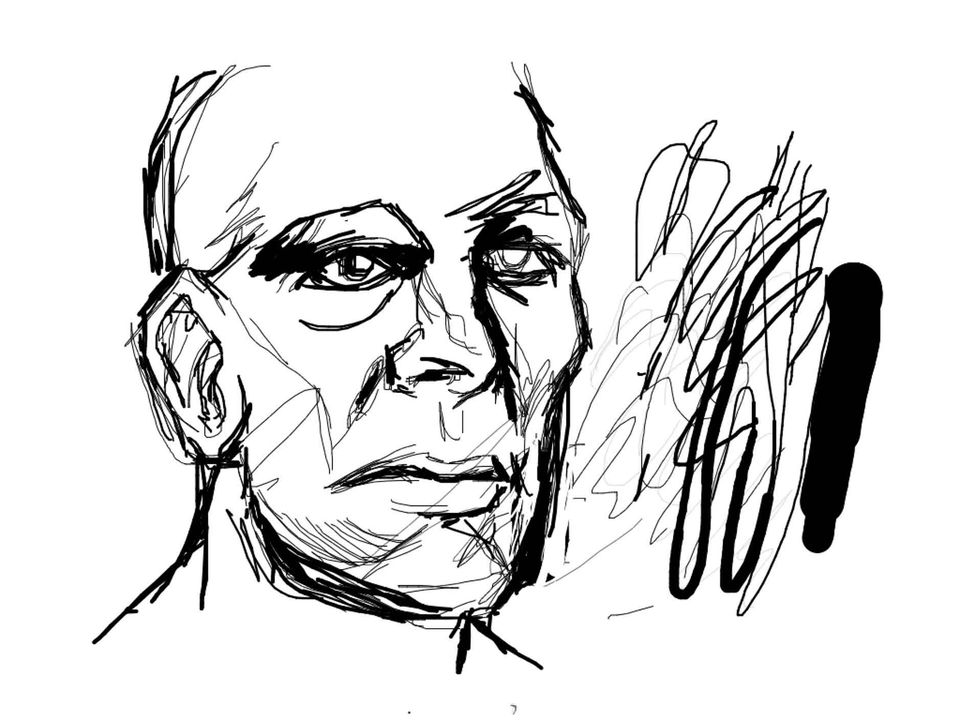 Rough sketch of man's face