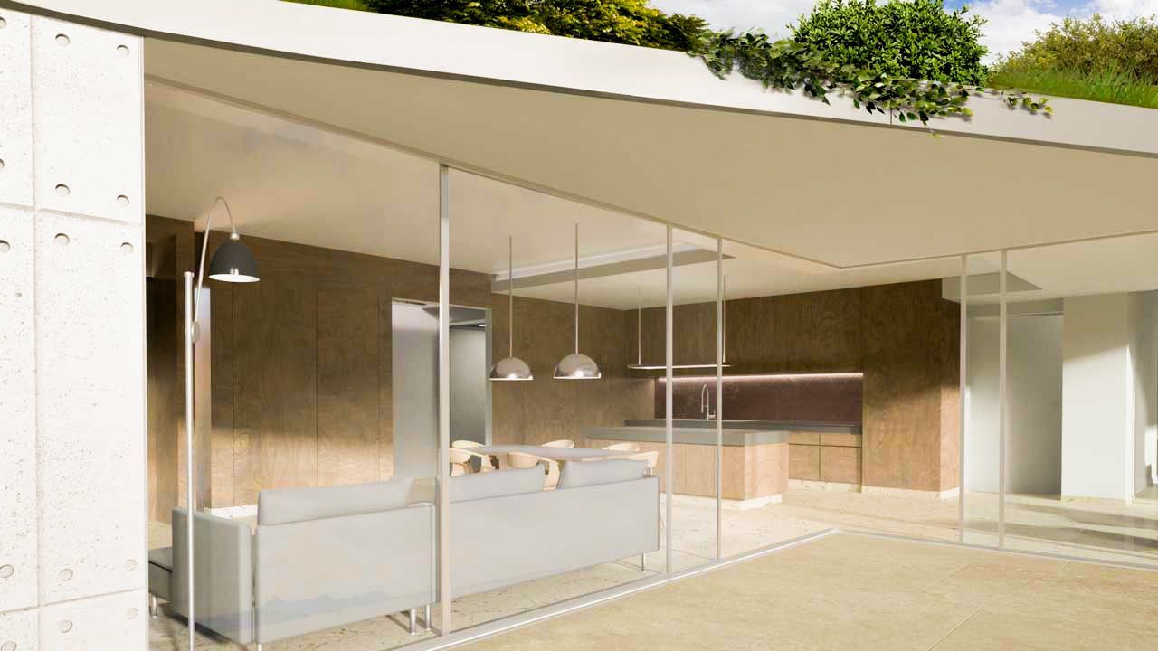 A modern interior featuring iconic furntiure