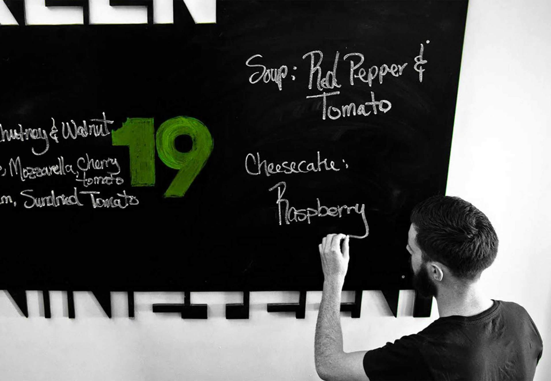 Black board menu of the Green 19 restaurant