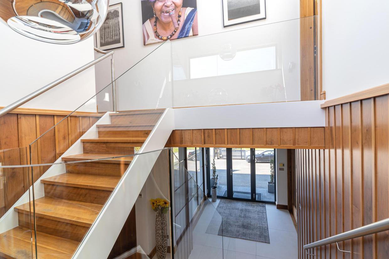 Wooden staircase of the Galtee Lodge designed by Dublin Design Studio