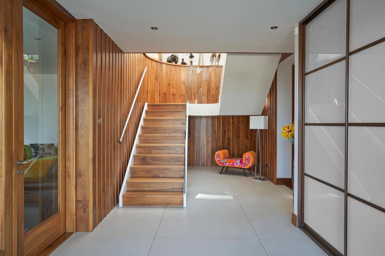 Wooden staircase of the Galtee Lodge designed by Dublin Design Studio