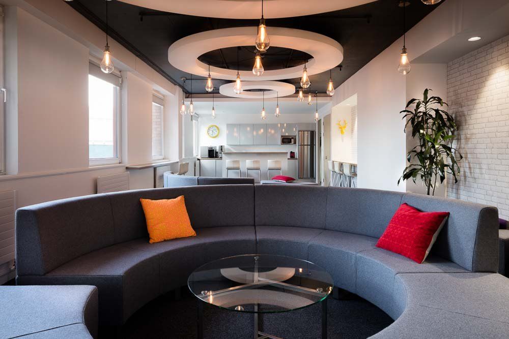 Interior of the break room based at JustEat Dublin Headquarter, the office was designed by 'Dublin Design Studio'