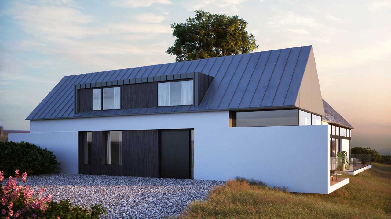 Exterior view of the Omeath new build project by Dublin Design Studio
