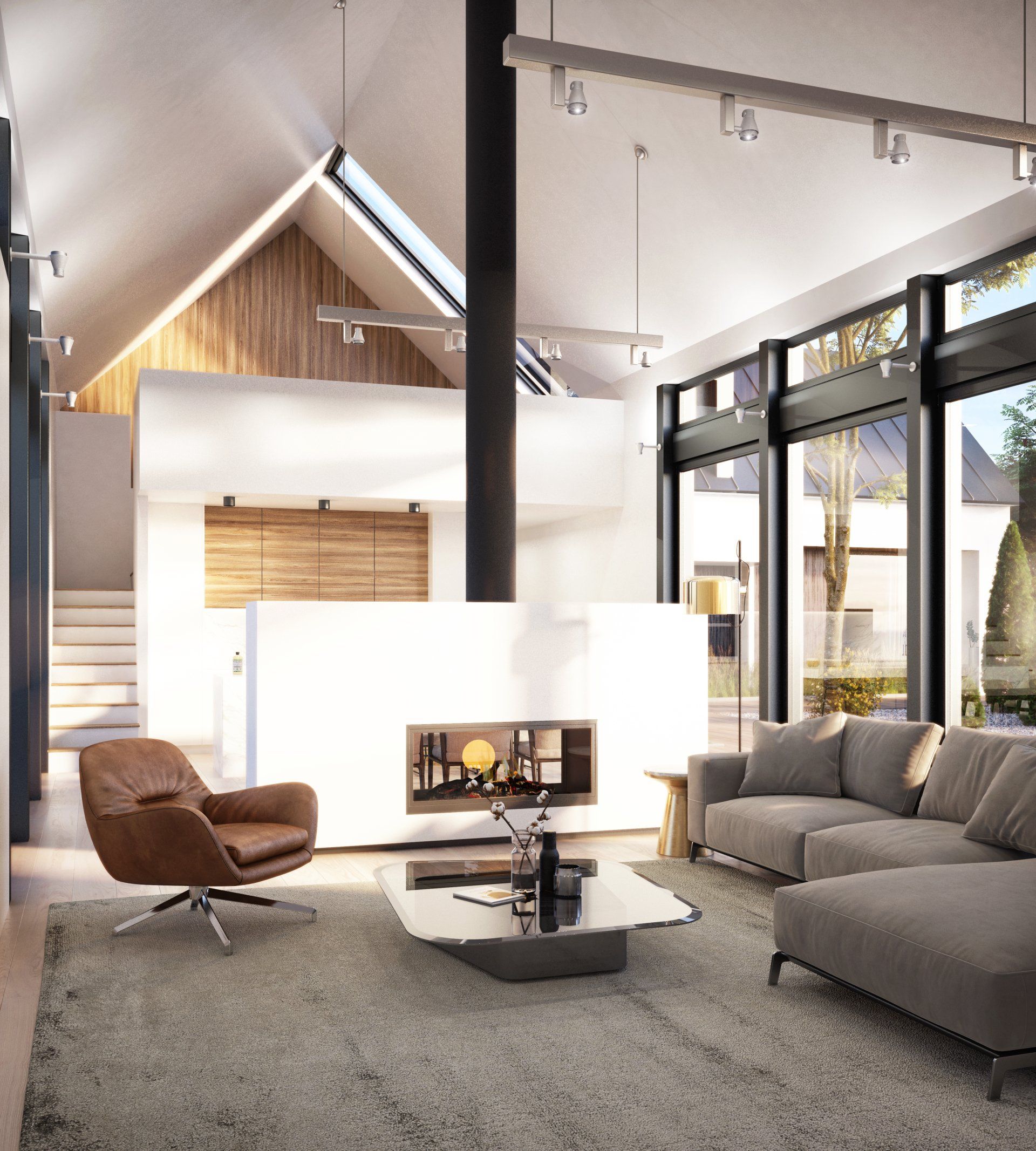 The spacious and light-filled living space at a Omeath Residence
