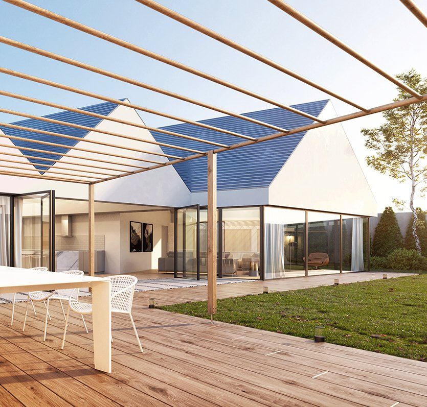 Scene of the vibrant garden terrace of a contemporary house in Perrystown Dublin