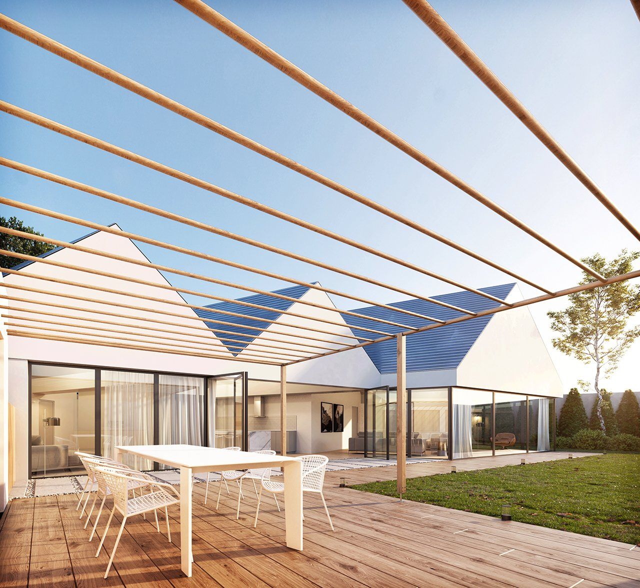 Scene of the vibrant garden terrace of a contemporary house in Perrystown Dublin