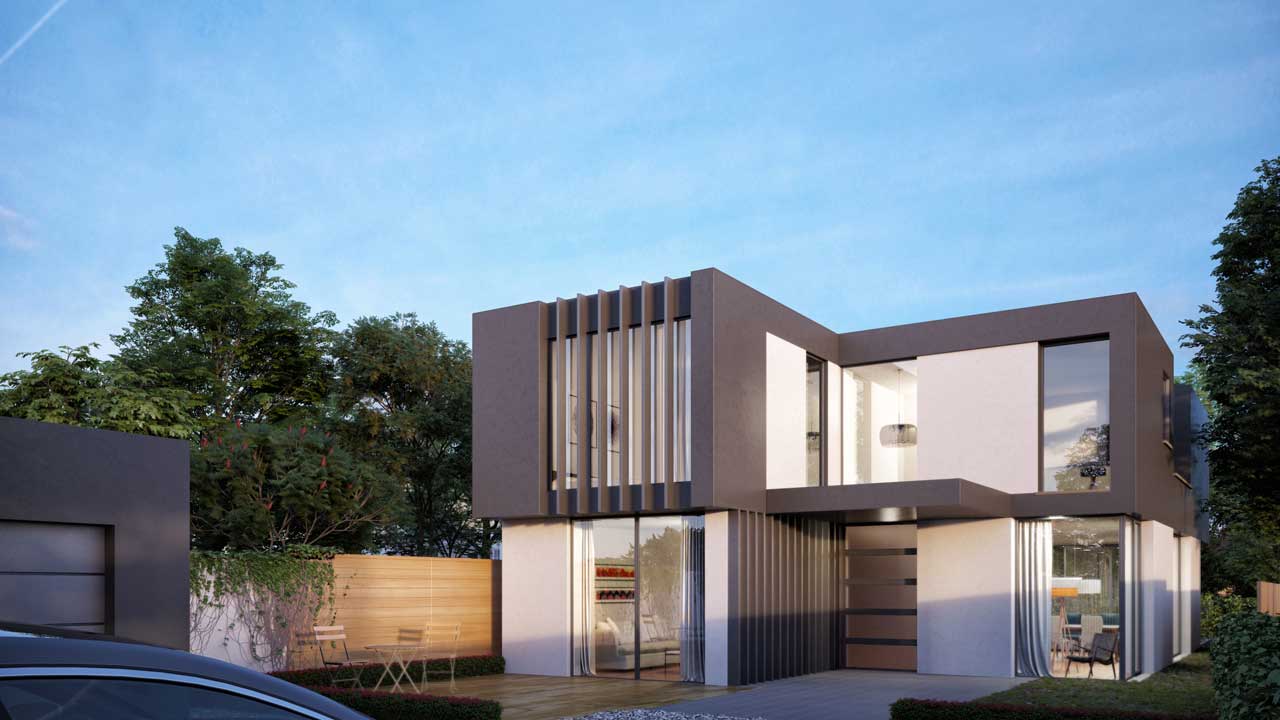 Exterior view of the front of the house designed by Dublin Design Studio