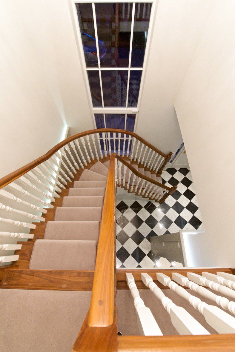 Staircase of the Blackrock refurbishment project designed by Dublin Design Studio