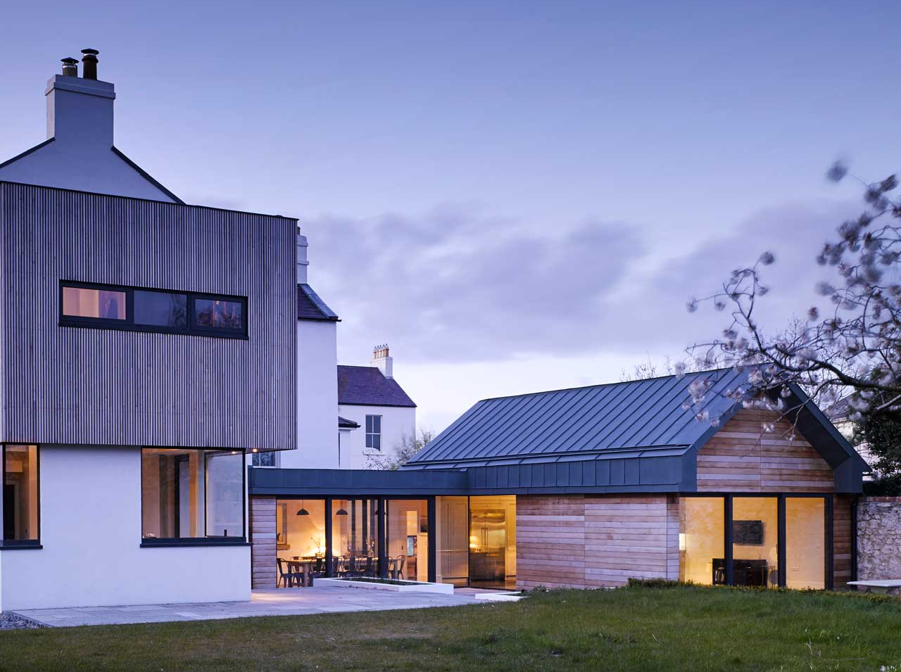Exterior view from the backyard of the 'Hazel Lane' project designed by 'Dublin Design Studio'
