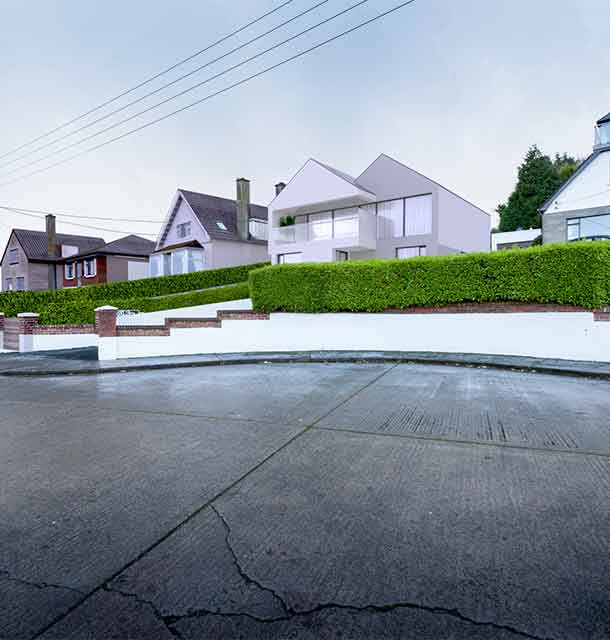 A row of houses are lined up in a residential area