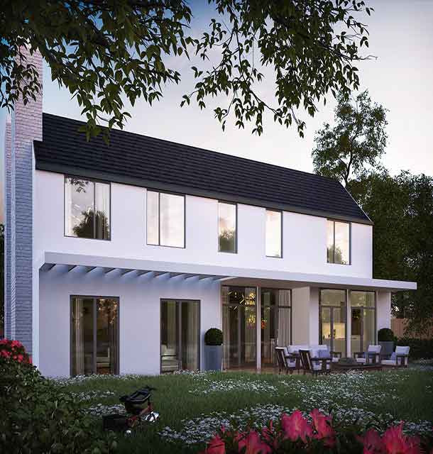 View from the garden of a  contemporary new home