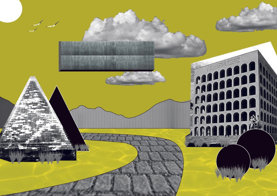 Illustration from college brutalist buildings