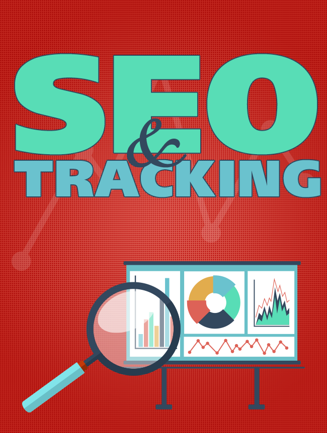 A poster for seo and tracking with a magnifying glass