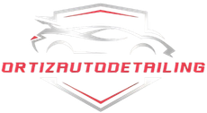 ORTIZ AUTODETAILING logo with a white car outline and red shield accents