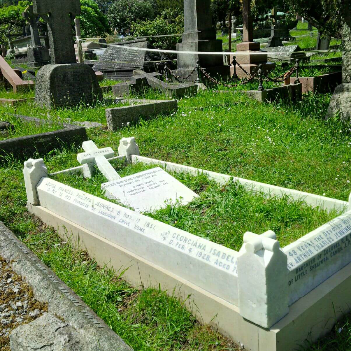 full memorial after renovation with white stone