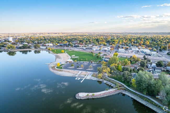 An aerial view of downtown windsor