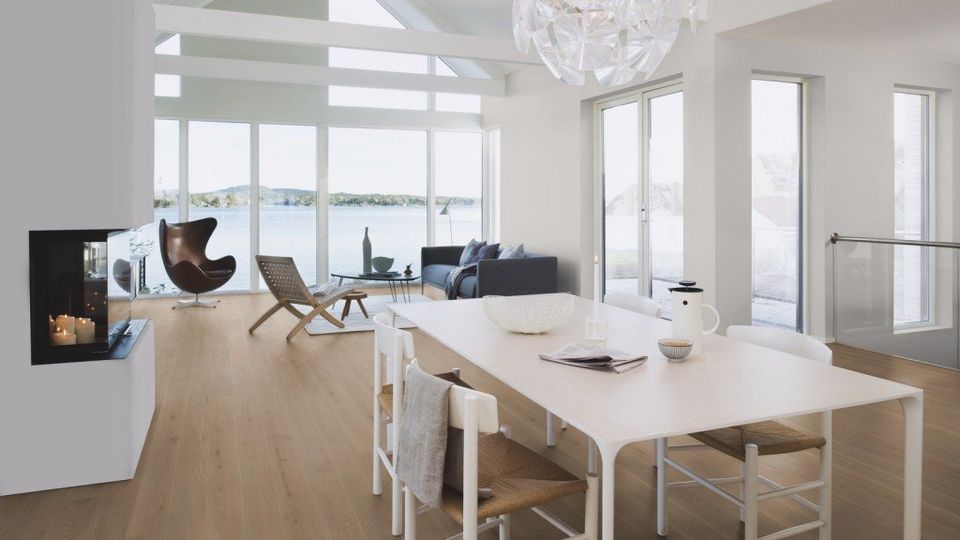 Boen Wood Flooring — Modern Design Living Room in Naples, FL