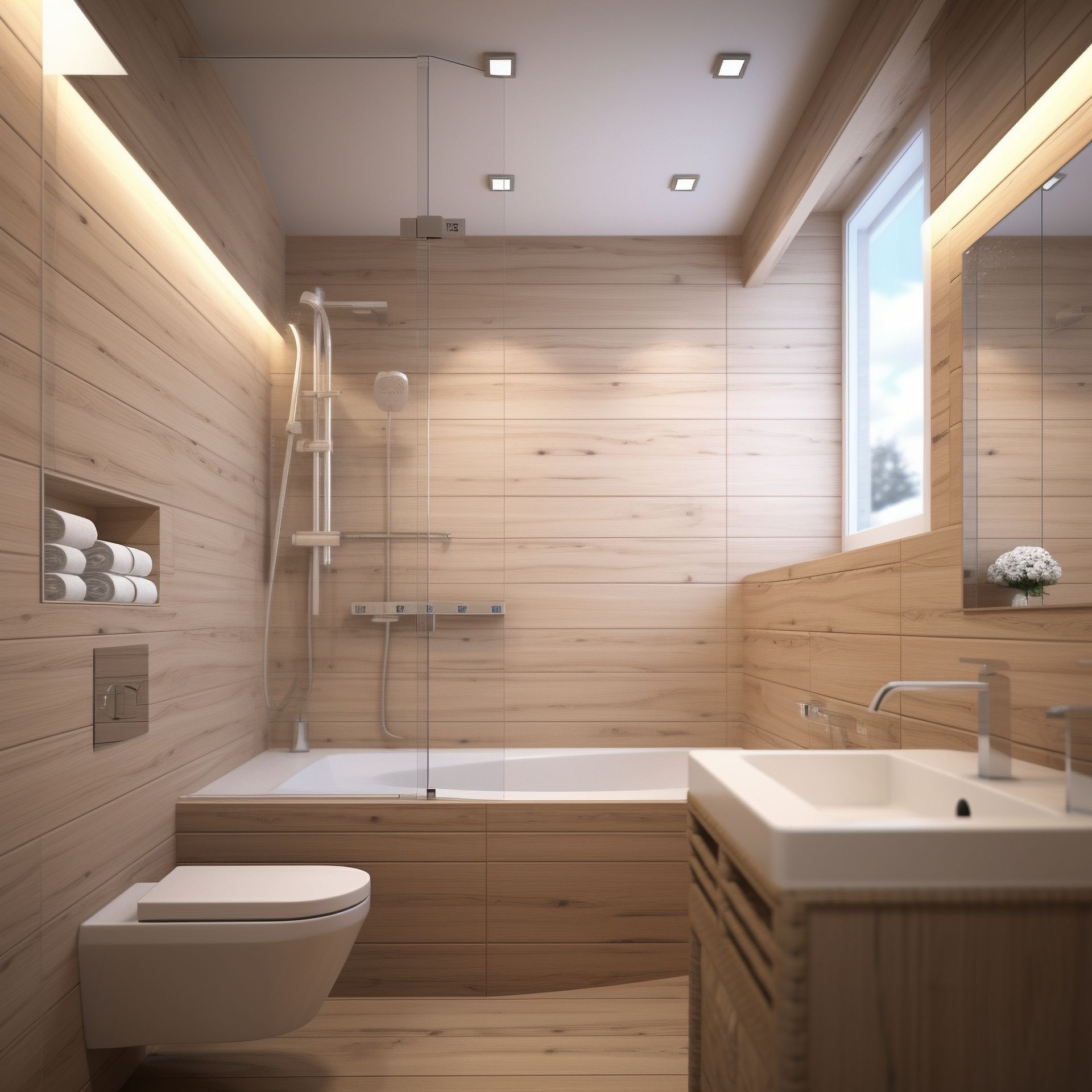 A bathroom with a toilet a sink and a bathtub