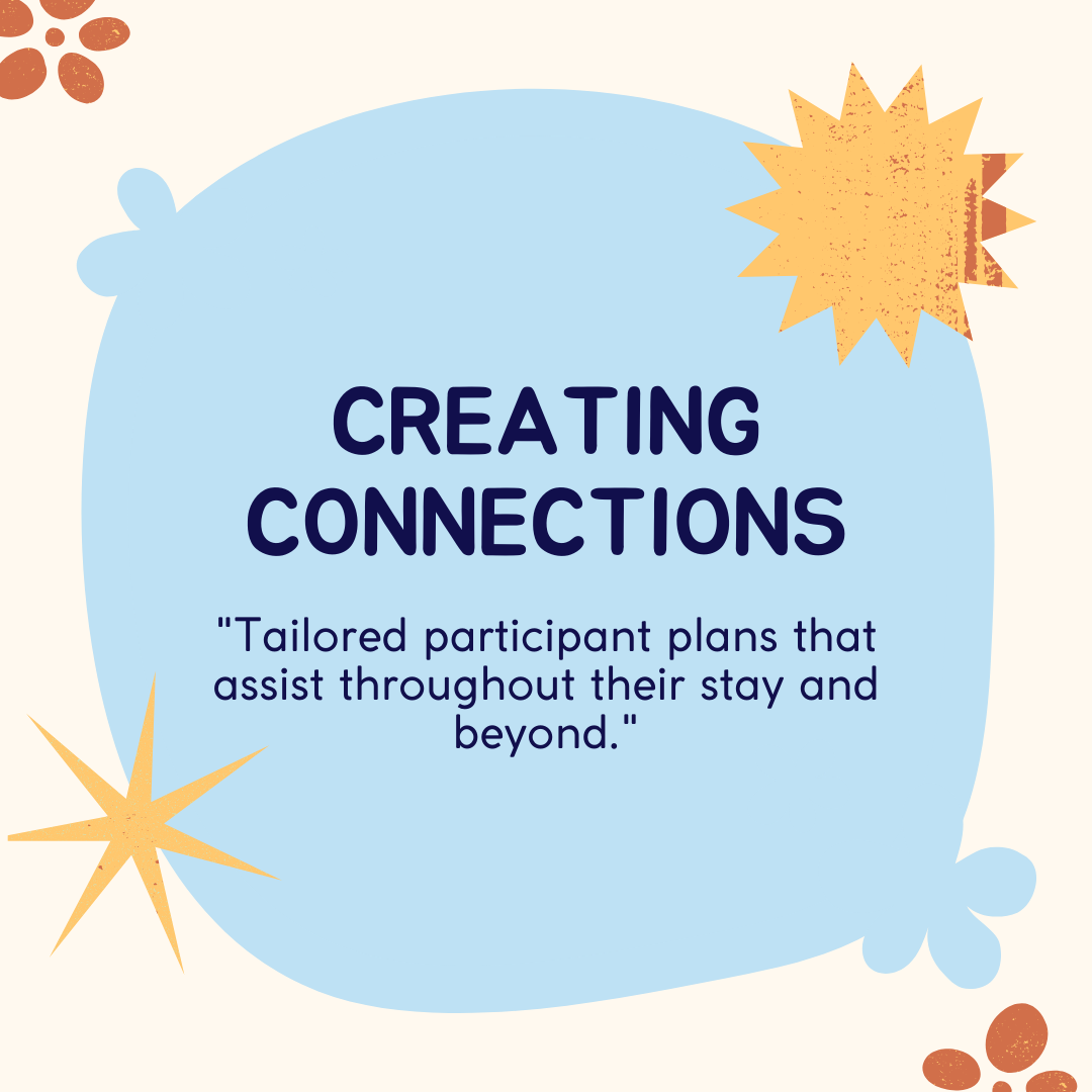 A blue circle with the words `` creating connections '' on it.