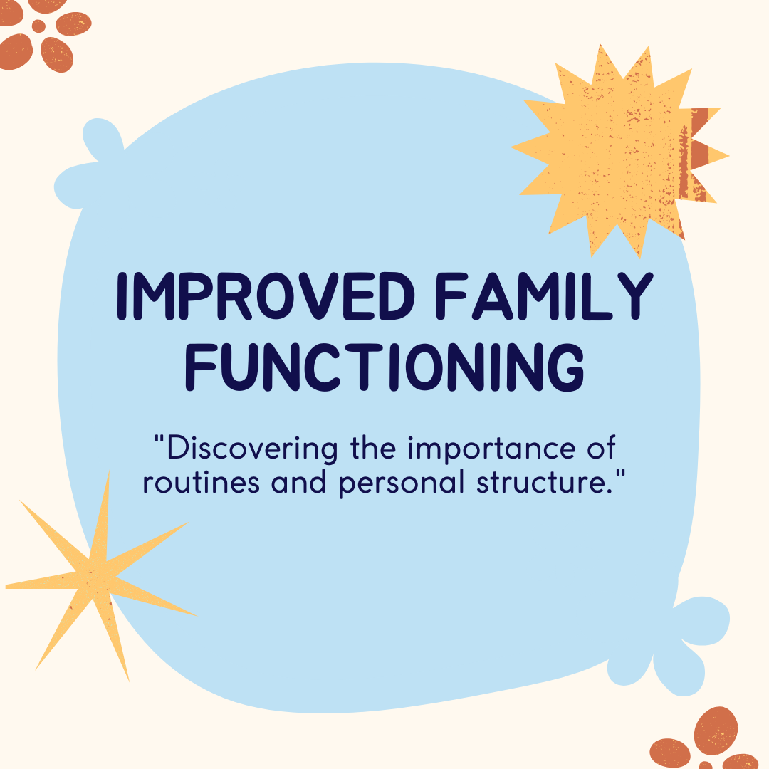 An advertisement for improved family functioning discovering the importance of routines and personal structure.