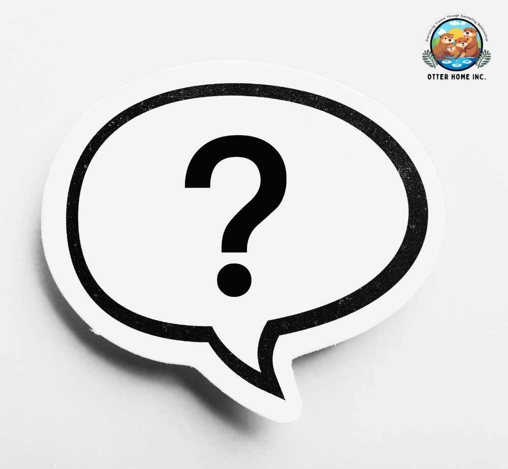 A question mark in a speech bubble on a white background