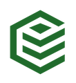 Green geometric logo: hexagonal frame with stacked horizontal lines and a small diamond shape inside.