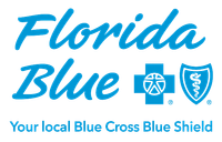 A blue cross blue shield logo with a cross and shield