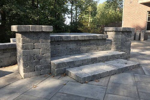 Stone bricks arranged as steps — Jasper, IA — Dubois Co. Block & Brick Inc.