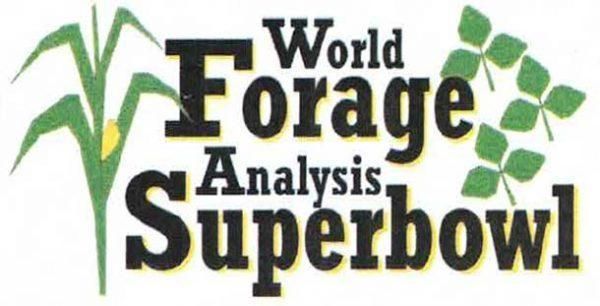 World Forage Analysis Superbowl logo: text over green corn stalk and clover.