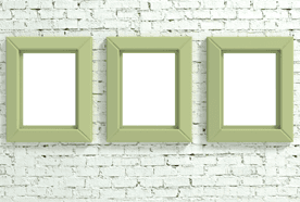 Three blank picture frames