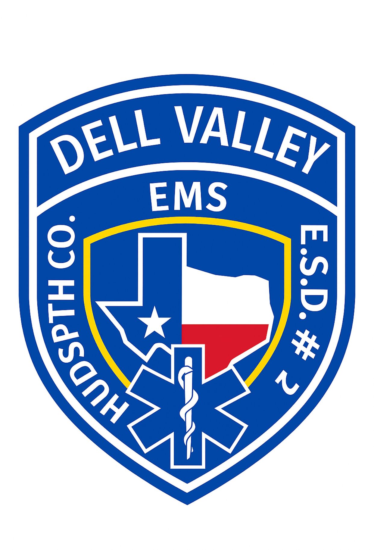 A blue star of life with a snake sticking out of it for Northern Hudspeth County EMS