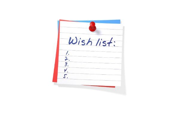 wish list written o paper