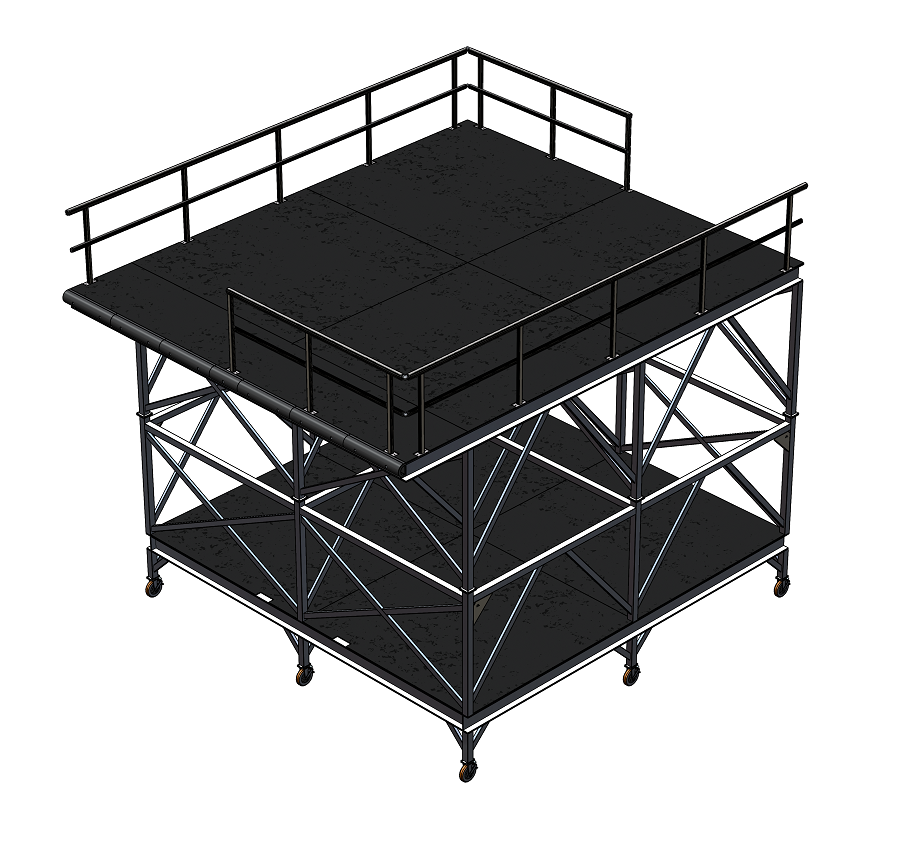 Adjustable Height Work Platform On Wheels - Drawing