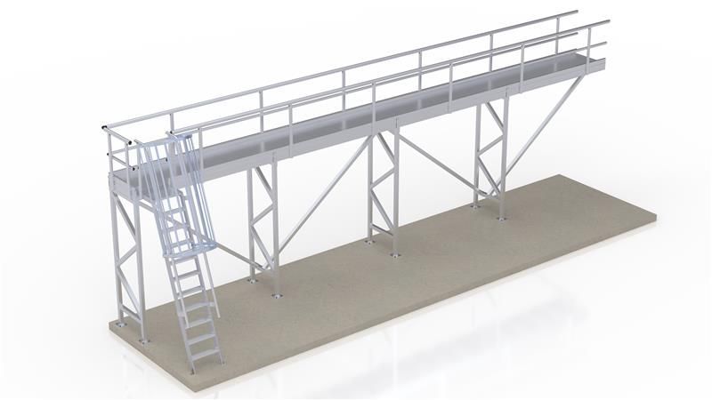 Access elevated walkway with a ladder