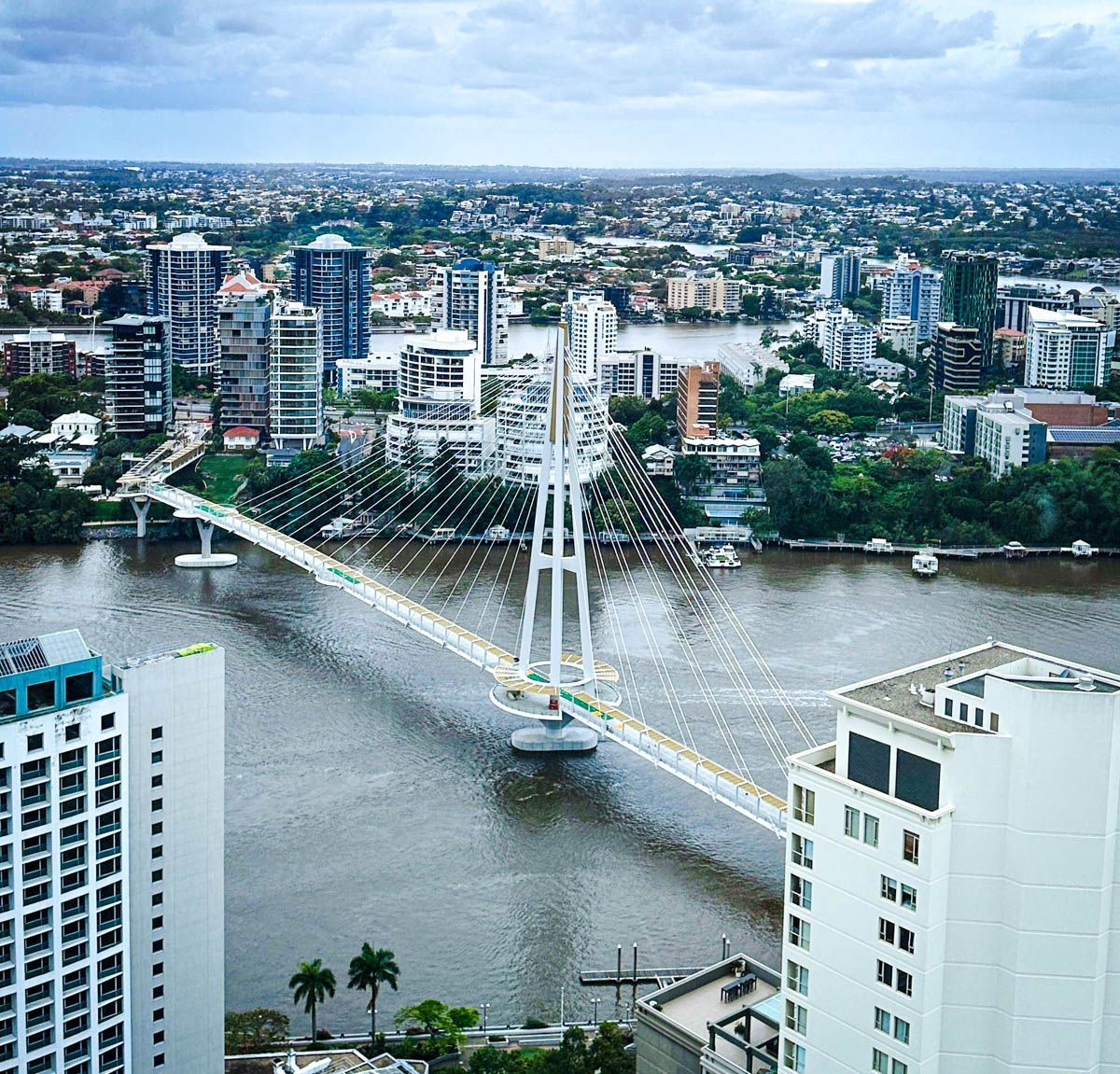 Kangaroo Point Green Bridge View from a distance with Brisbane City View