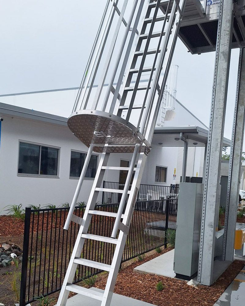 Access ladder with lockable gate