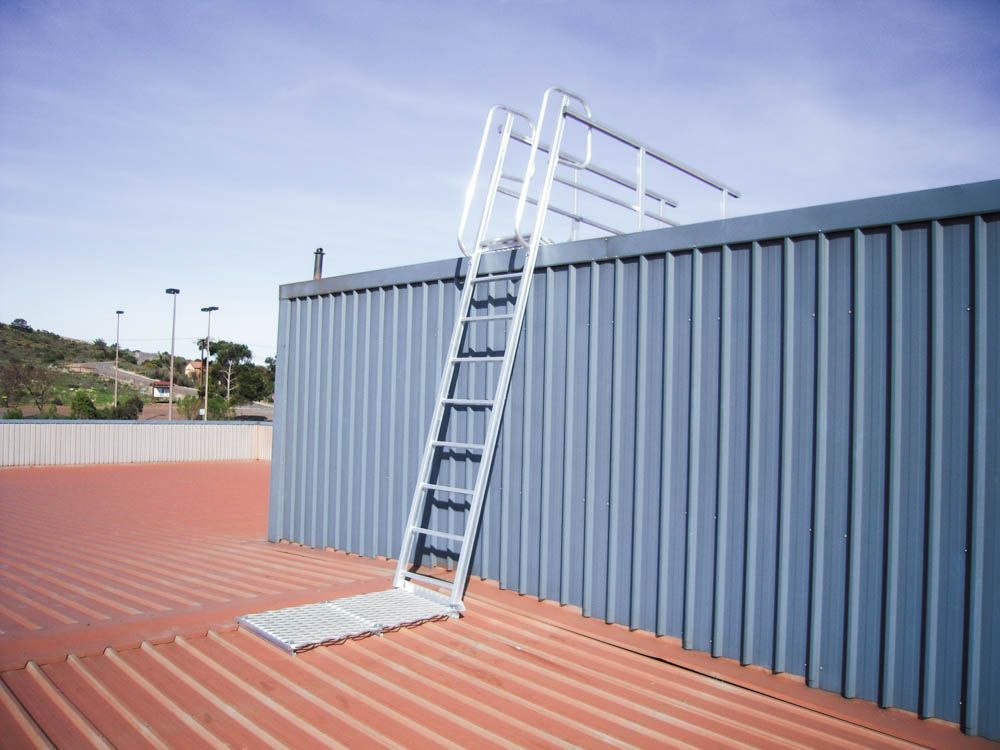 Roof access stairs with guardrails in South Australia