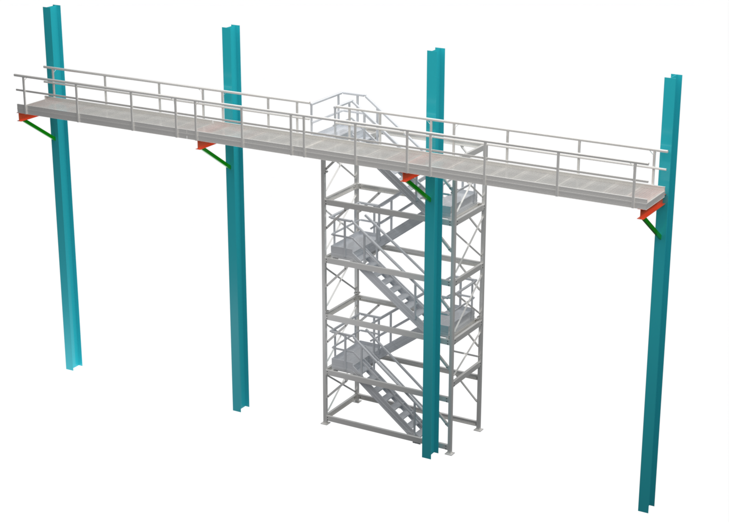 Stair tower designed to access the elevated walkway platform