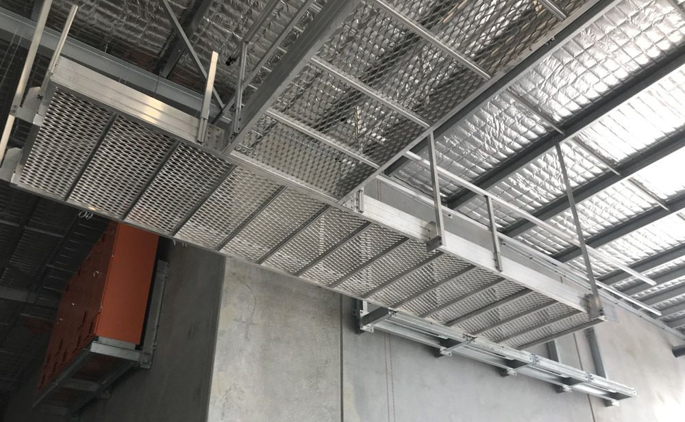 Custom-engineered suspended platform walkway access