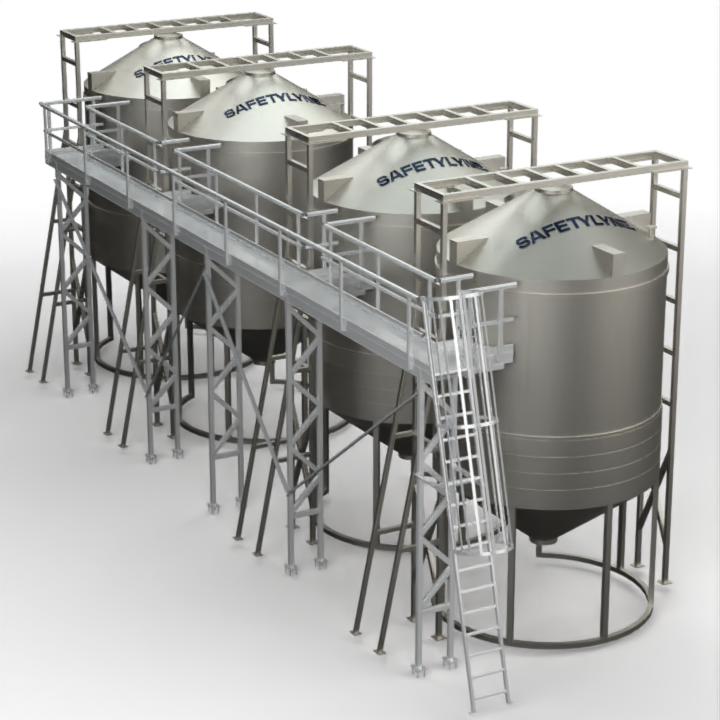 elevated walkway ladder platform for height safety