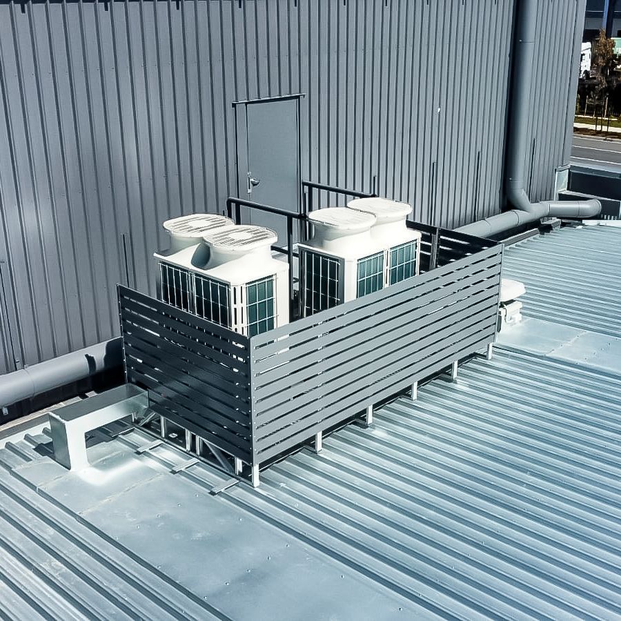 HVAC plant platform with screens for roof access Tasmania