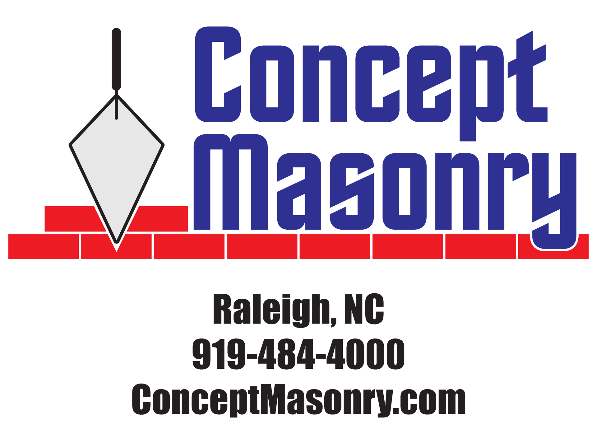 A logo for concept masonry in raleigh , nc