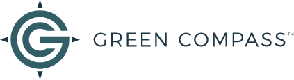 A green compass logo with a compass on a white background.