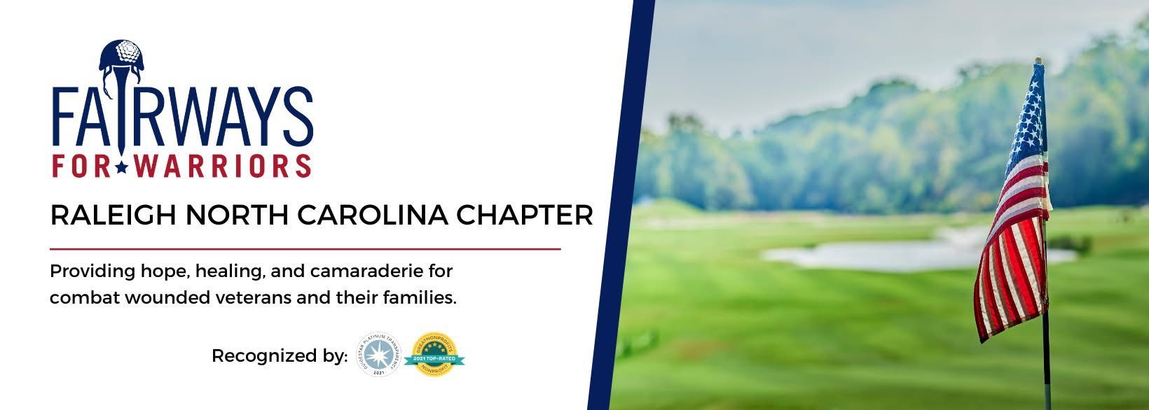 A banner for fairways for warriors raleigh north carolina chapter