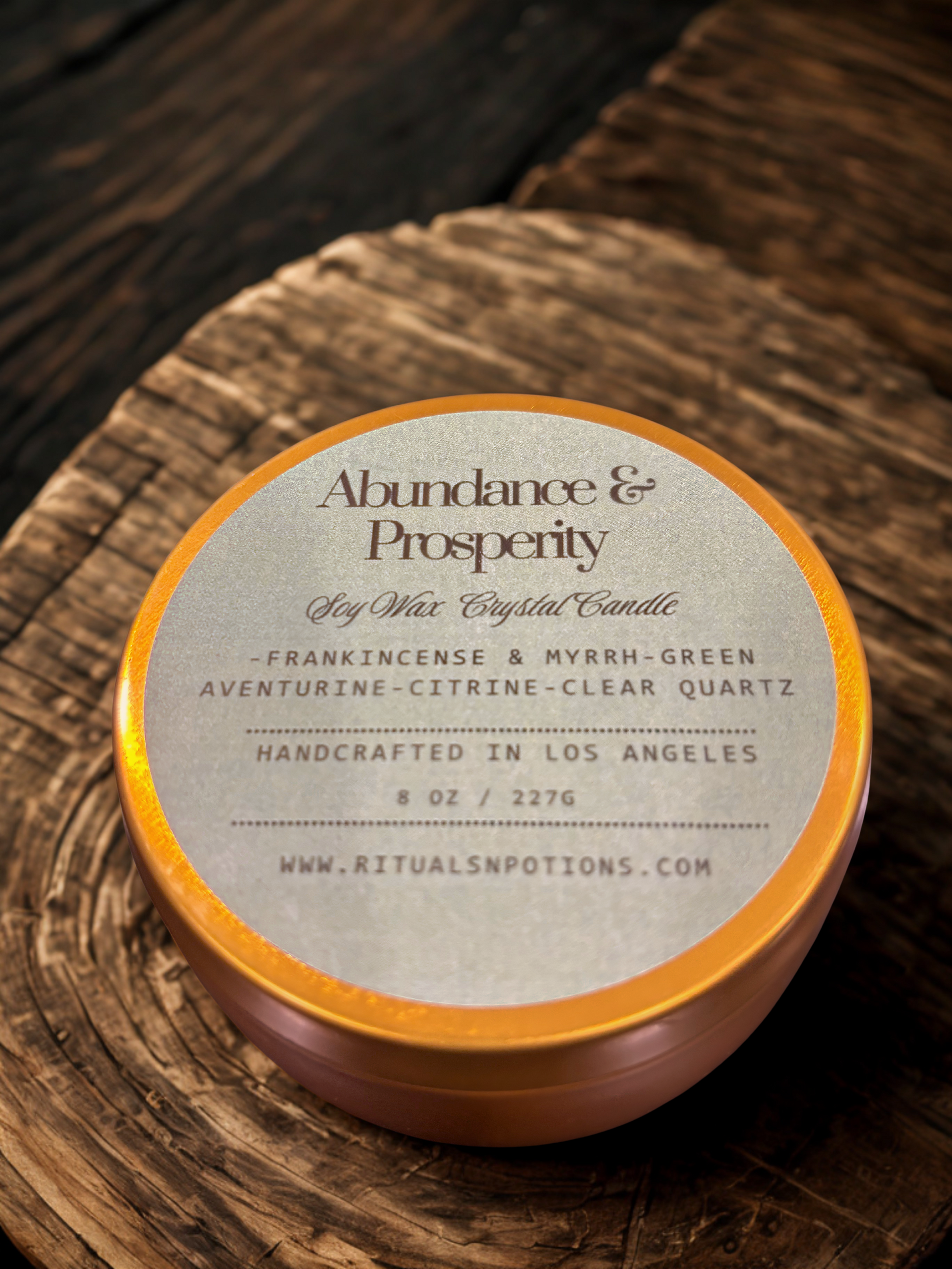 Abundance & Prosperity Soy Wax Crystal Candle (8 oz)