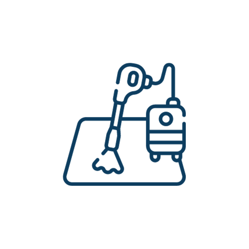 A line icon of a vacuum cleaner on a mat.