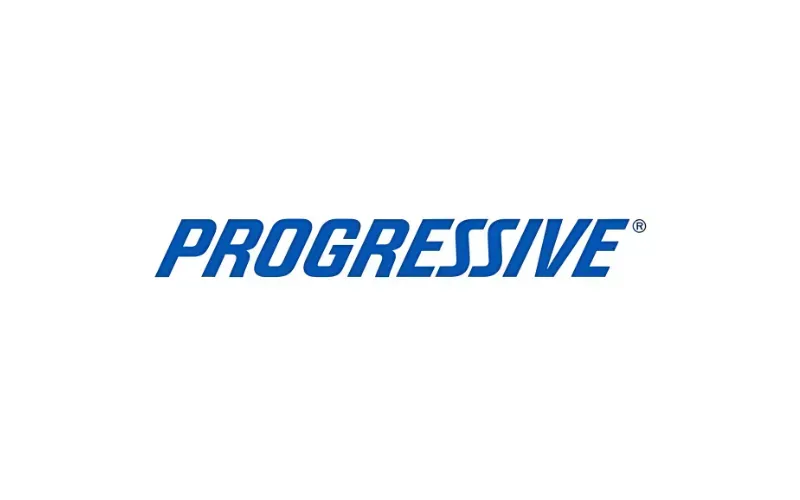 Progressive logo: Blue word 