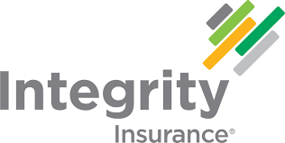 Integrity Insurance logo with gray text and a colorful geometric design.