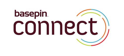 basepin connect logo with multi-colored circles around the word connect
