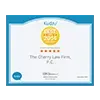 Award certificate with blue border and gold seal on a white background